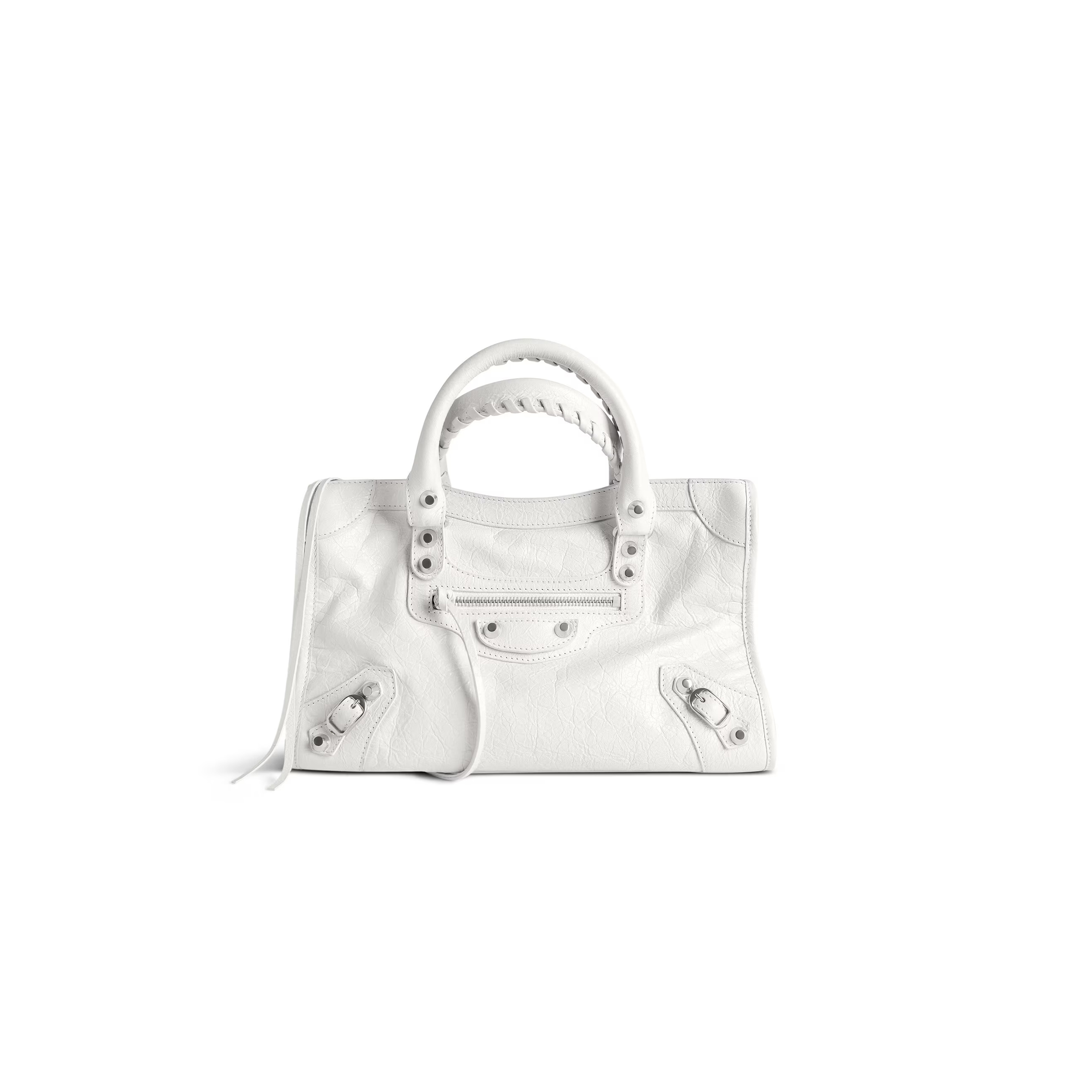 BALENCIAGA WOMEN'S LE CITY BAG SMALL IN OPTIC WHITE 8114422AA9S9104 (29.9*19.1*9.9cm) BALENCIAGA WOMEN'S LE CITY BAG SMALL IN OPTIC WHITE 8114422AA9S9104 (29.9*19.1*9.9cm)